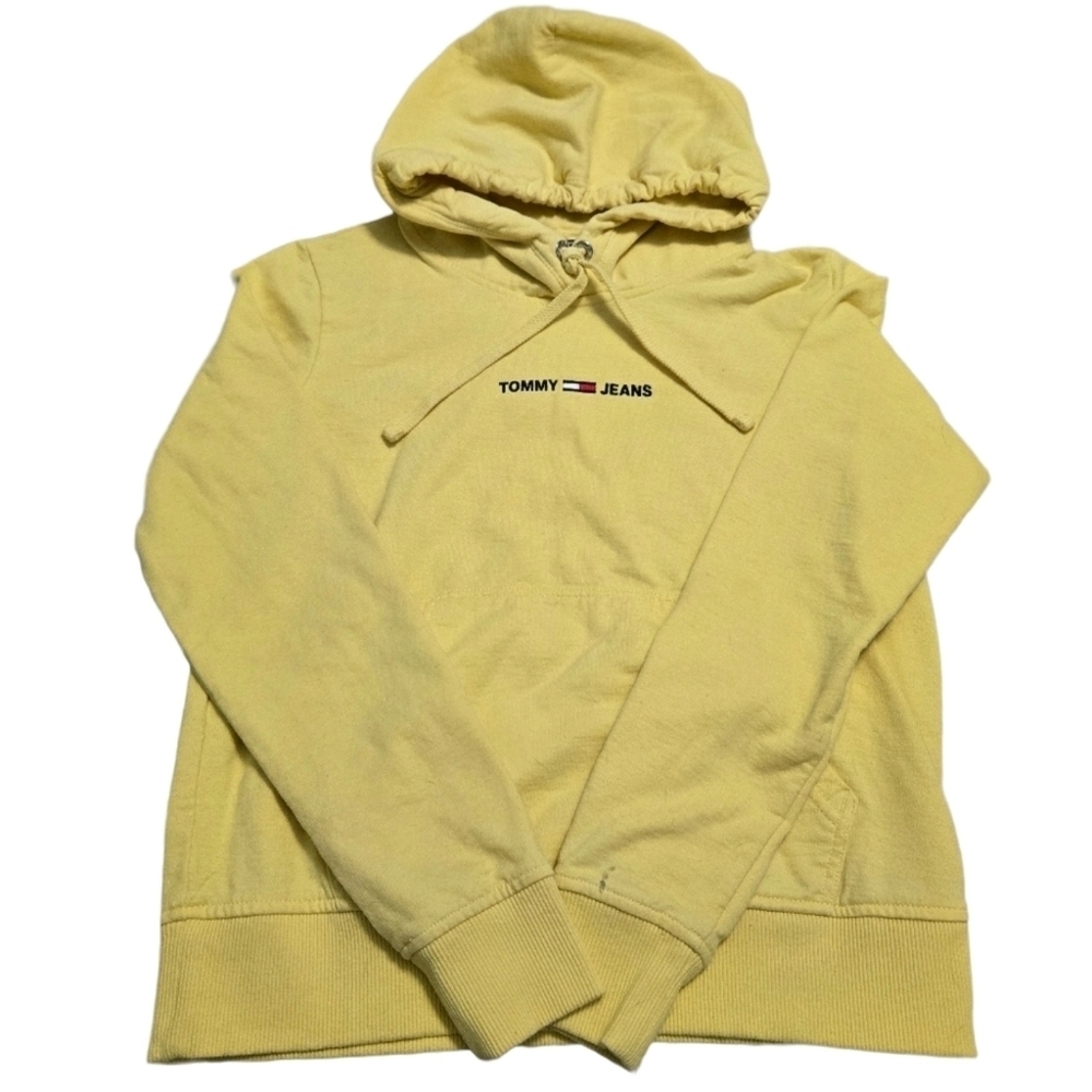 ✨2/$25 Tommy Hilfiger Jeans Yellow Repurposed Cotton Hoodie Streetwear Casual